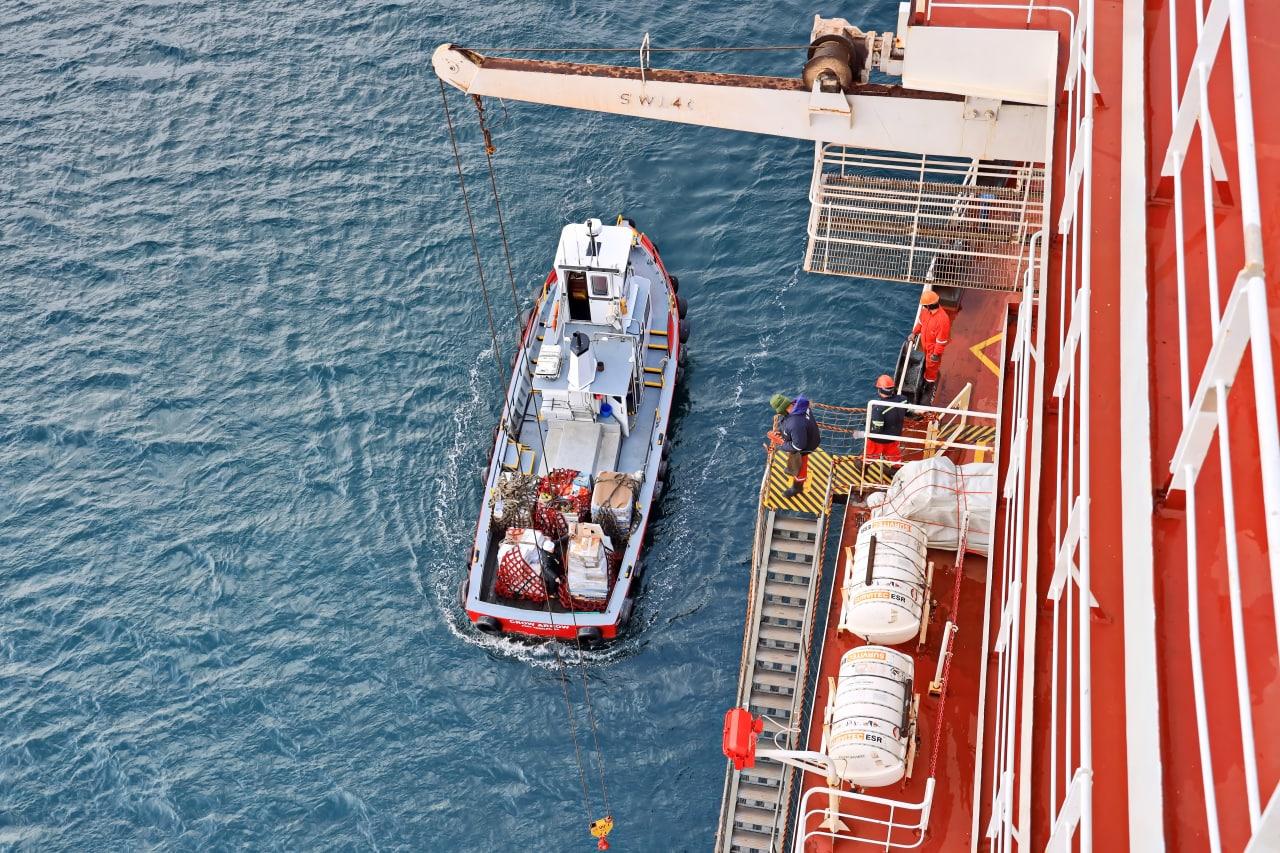 Dry and wet provisions being loaded for vessel supply
